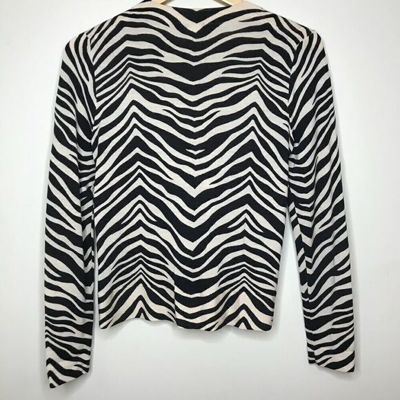 J.Crew Sz M Merino Wool Zebra print cardigan 88876 - Picture 2 of 5